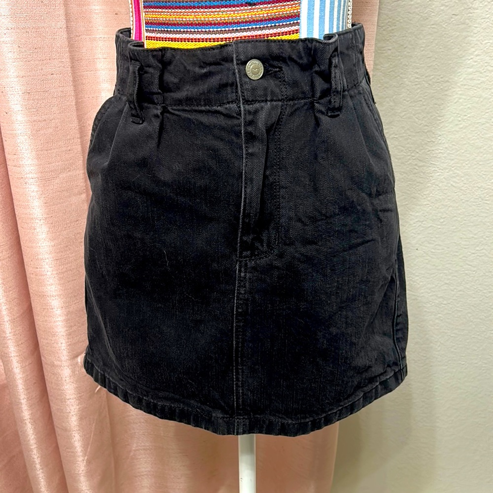 Hollister Black Denim Mini Skirt